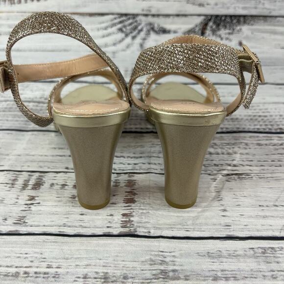 Dream Pairs Heels Pumps Shoes sz 7.5 Gold Sparkles Wedding Cocktail Evening - Picture 8 of 11